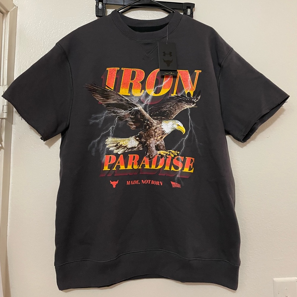 Under Armour X Project Rock Iron Paradise Cutoff Sweatshirt Size Medium